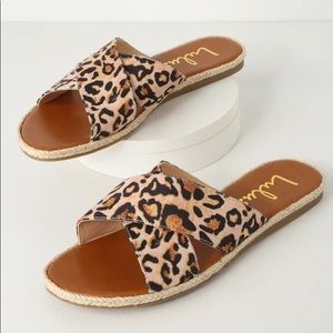 *NWT* Leopard Espadrille Slide Sandals